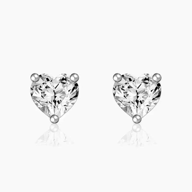 925 sterling silver heart studs earrings