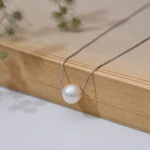 "Kaamari" 925 Sterling Silver Square Chain With Fresh Water pearl - Image 3