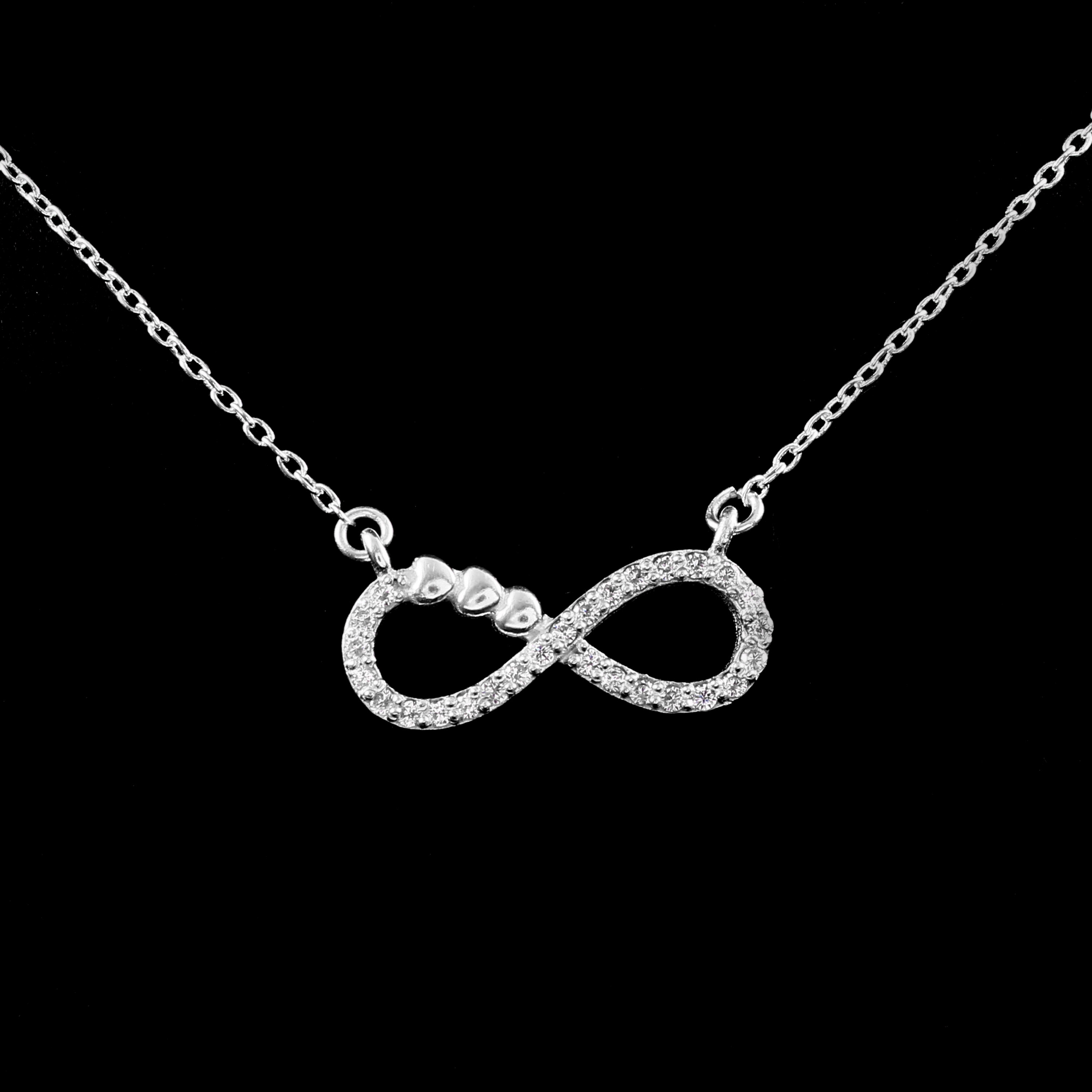 Infinity Love 925 Silver Necklace With Box Chain